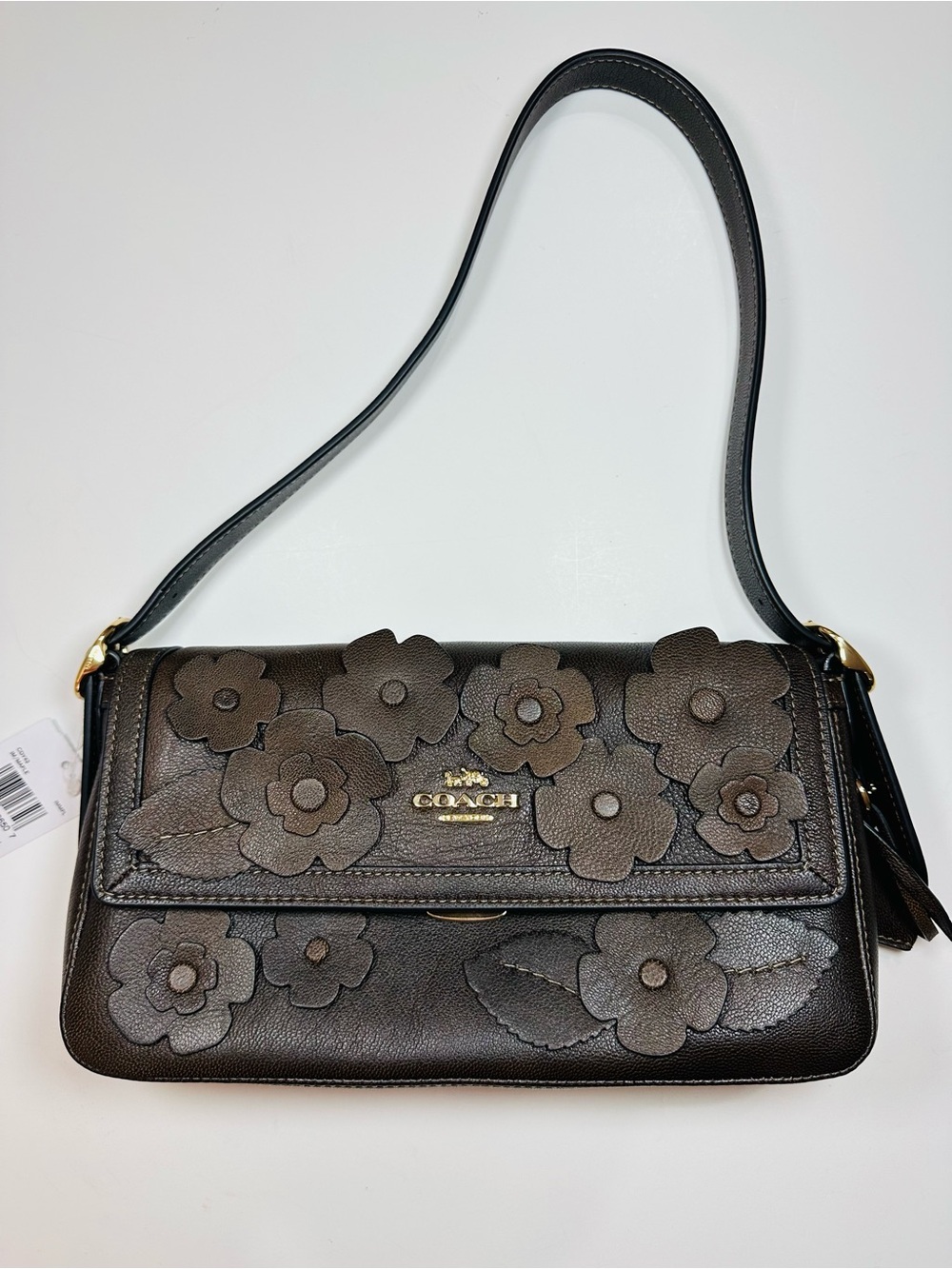 Coach Etta Small Flap Floral Appliqué Convertible Leather Shoulder Crossbody Bag - Picture 3 of 15